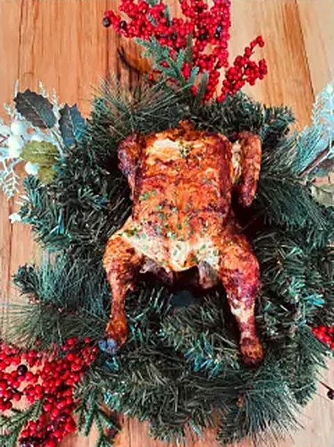 A Christmas roast chicken